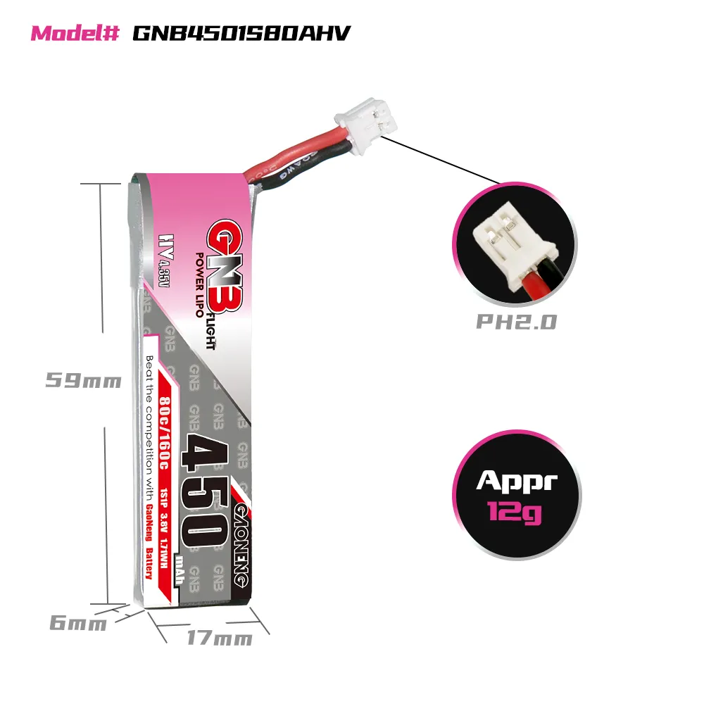 GAONENG GNB 1S 450mAh 80C/160C - مراجعة Drone Battery Li-Ion وسعره
